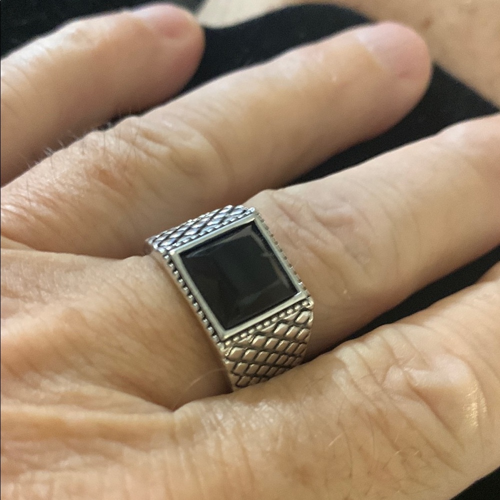 Men's Silver and Black Ring Bogo